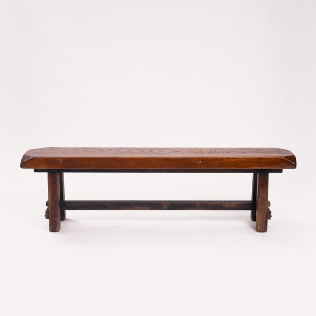 Brutalist Brown Oak Bench For Sale - Image 18 of 18