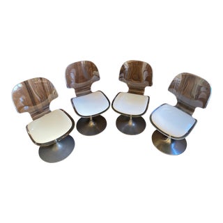 Mid Century Hill Manufacturing Company Lucite & Chrome Tulip Dining Chairs- Set of 4 For Sale