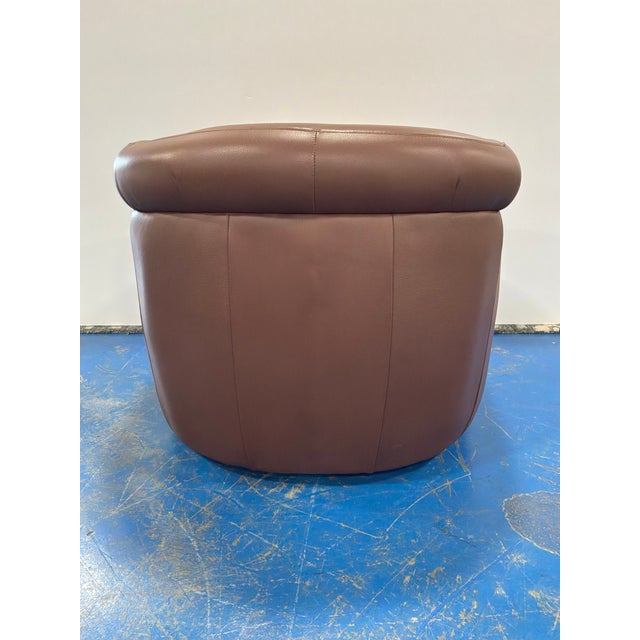 Modern Brown Leather Swivel Chair For Sale In Atlanta - Image 6 of 6