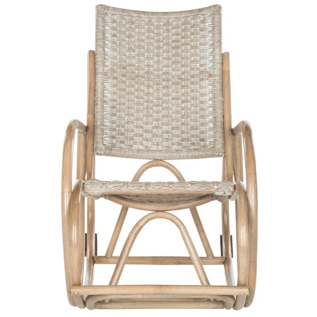 Wood Catherine Rattan Rocking Chair in Antique Grey For Sale - Image 7 of 7