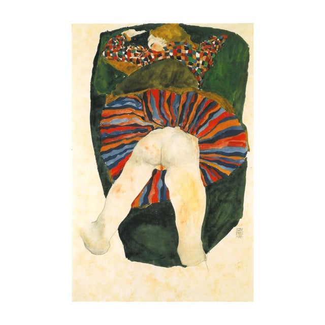 Artist: Egon Schiele Country: Austria Title: Reclining Semi Nude Medium: Offset – 11 Paper: Heavy paper 16 x 12 inch...