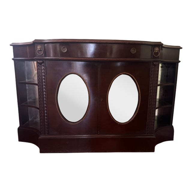 Antique 1920s Mirrored Buffet Cabinet Sideboard Credenza For Sale