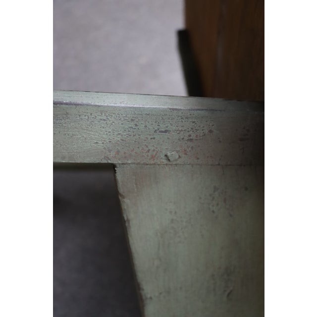 Brown French Country Pine Coffee Table With Painted Trestle Base For Sale - Image 8 of 14