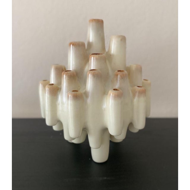 Coral-Shaped Italian Sculptural Beige Ceramic Vase attributed to Bertoncello, 1960s For Sale - Image 18 of 18