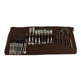 Vintage Towle German 18/8 "Beaded Antique Gold" Flatware Service for 12 - 66 Pieces For Sale