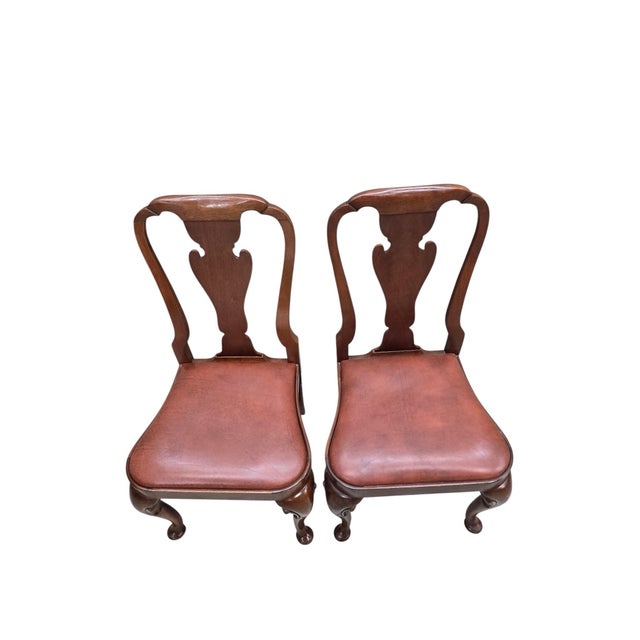 Brown Vintage Queen Anne Style Dining Chairs by Baker Furniture - 4 For Sale - Image 8 of 11