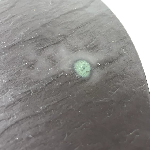 Wood Vintage Heritage Henredon Leather Club Chairs With Round Accent Table Set of 5 For Sale - Image 7 of 8