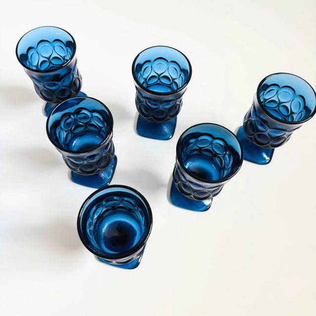 Noritake Spotlight Blue Wine Goblets - Set of 6 For Sale In San Francisco - Image 6 of 7