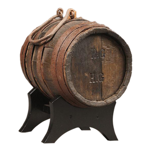 19th Century French Oak Wine or Cognac Travel Cask on Custom Ebonized Stand, Circa 1860