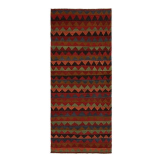 1950s Vintage Afghani Tribal Kilim With Polychromatic Geometric Patterns For Sale