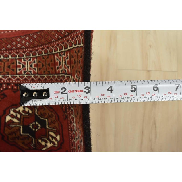 Turkmen Rug 3'3'' X 5' Red Wool Vintage Tribal Hand-Knotted Oriental Carpet For Sale - Image 10 of 12