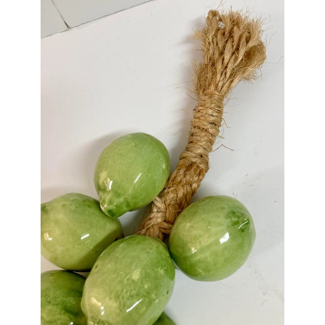 Italian Ceramic Glazed Green Limes on Straw For Sale In Los Angeles - Image 6 of 12