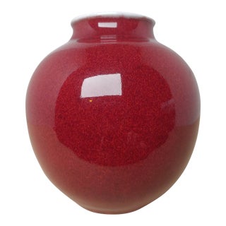 1980s Red Glazed Pottery Vase by Sid Oakley For Sale