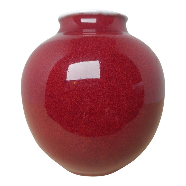 1980s Red Glazed Pottery Vase by Sid Oakley For Sale