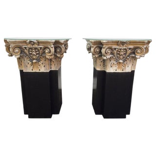 18th Century White Marble and Gilt Columns, Set of 2 For Sale