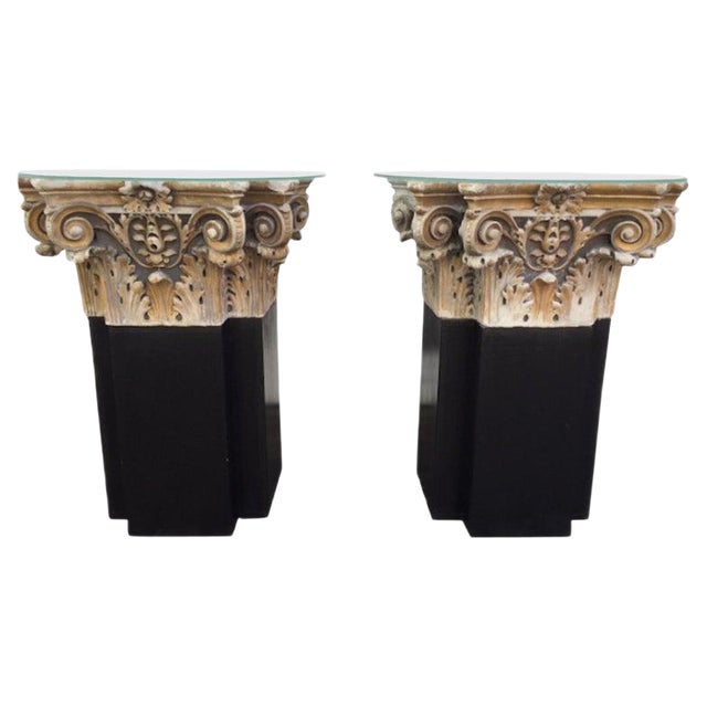 18th Century White Marble and Gilt Columns, Set of 2 For Sale