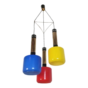 Mid-Century Glass Pendants Chandelier, by Stilnovo 1960