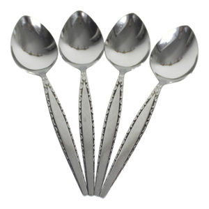 1960’s Venetia Oval Soup Spoon Mid Century Modern 4 Stainless Steel Oneida Community