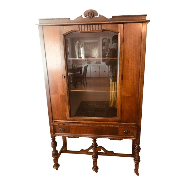 Antique Glass and Wood Curio Chairish