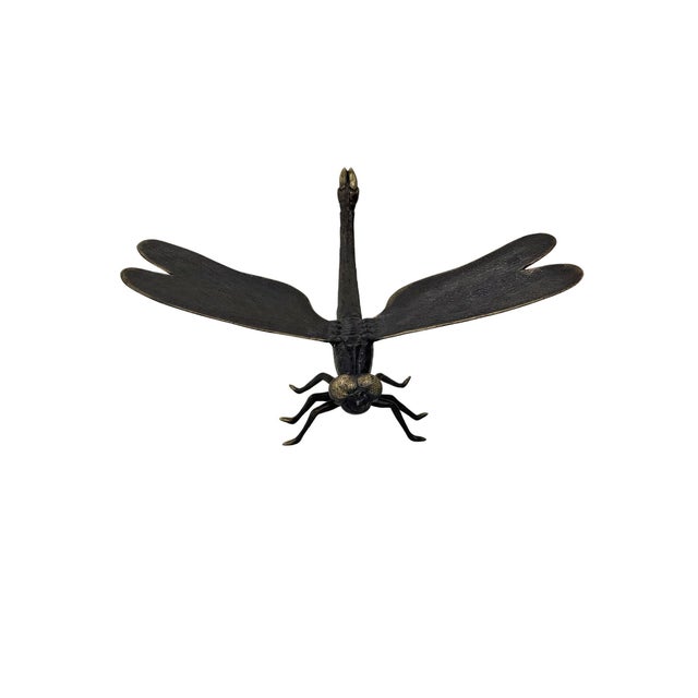 Cast Bronze Dragonfly Sculpture — Sculptural Natural Form With Dark Patina For Sale - Image 6 of 6