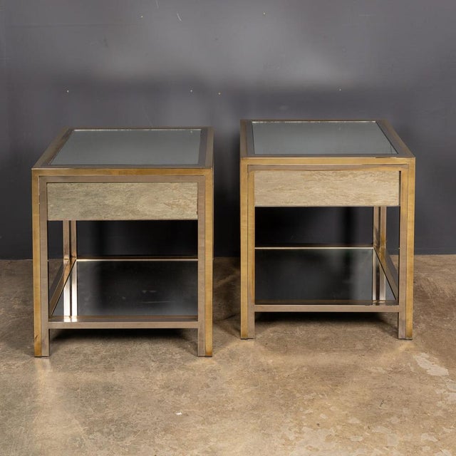 20th Century Brass, Chrome and Glass Side Tables by Belgo Chrom, Belgium, 1970, Set of 2 For Sale - Image 6 of 18