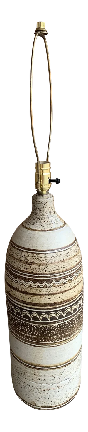 Vintage Mid-Century Modern Incised Ceramic Lamp