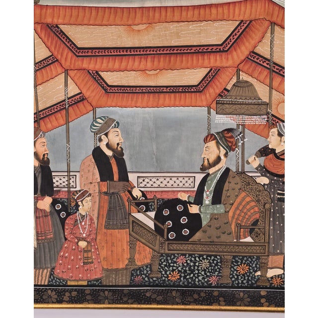 Indian Painting on Paper of Group of Men, India Circa 1950 For Sale - Image 3 of 6