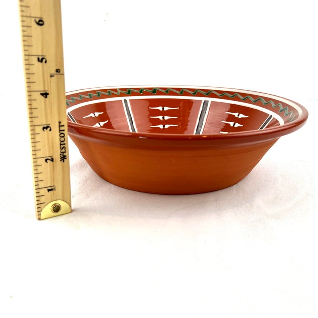 Burgundy 1996 Vintage Hand Thrown H & E Pugh Redware Bowl Signed Southwestern Style Art Pottery For Sale - Image 8 of 9