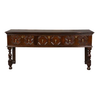 English 19th Century Oak Sideboard with Geometric Front and Three Drawers For Sale