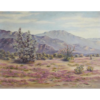 1953 Blooming Desert Pink Landscape Painting For Sale