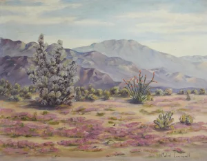 1953 Blooming Desert Pink Landscape Painting