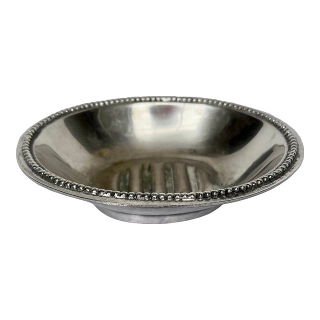 Vintage French Hotel Silver Oval Soap Dish For Sale