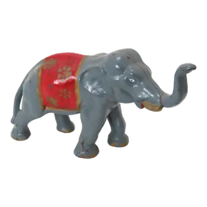 Vintage 1930s American Cast Iron Figurative Circus Elephant Doorstop