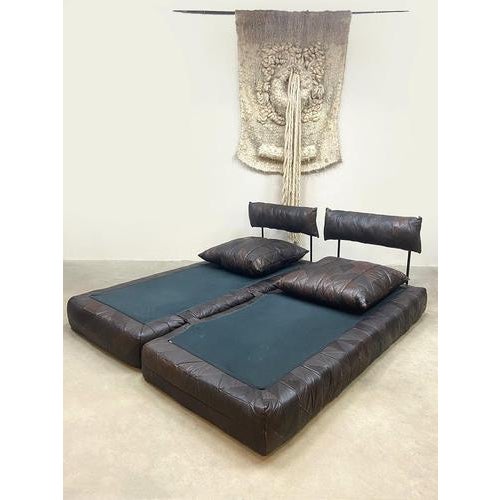 Brown Vintage Patchwork Leather Daybed, 1970s For Sale - Image 8 of 9