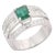 Art Deco Emerald Diamond Engagement Band Ring, 1.36ct in 18k White Gold Size 7 For Sale - Image 3 of 11