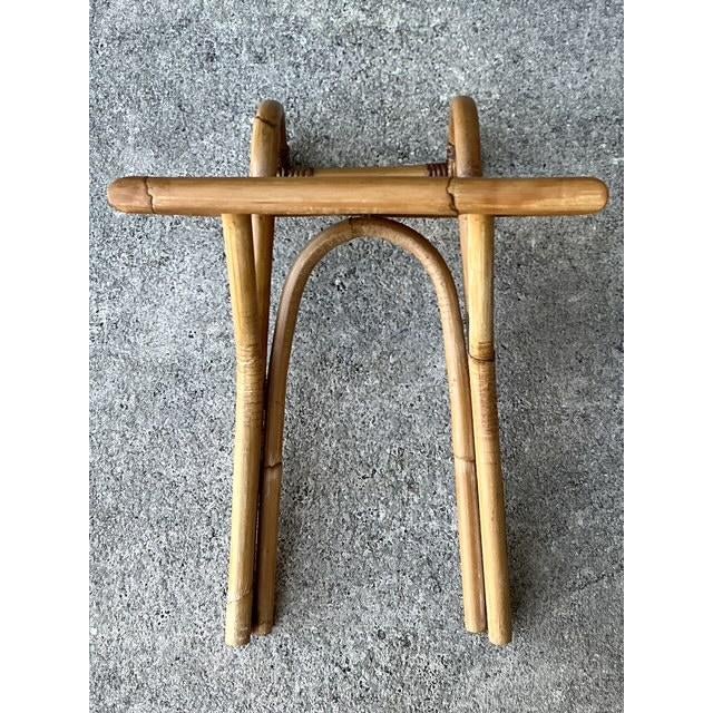 Wood Vintage Bielecky Brothers Rattan Hook on Side Table For Sale - Image 7 of 12