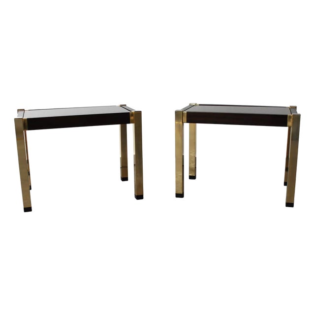 Hollywood Regency Style Brass Side Tables, 1970s, Set of 2 For Sale