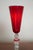 Mid 20th Century Italian Ruby Red Murano-Style Art Glass Flute With Twisted Gold Aventurine Stem For Sale - Image 4 of 8