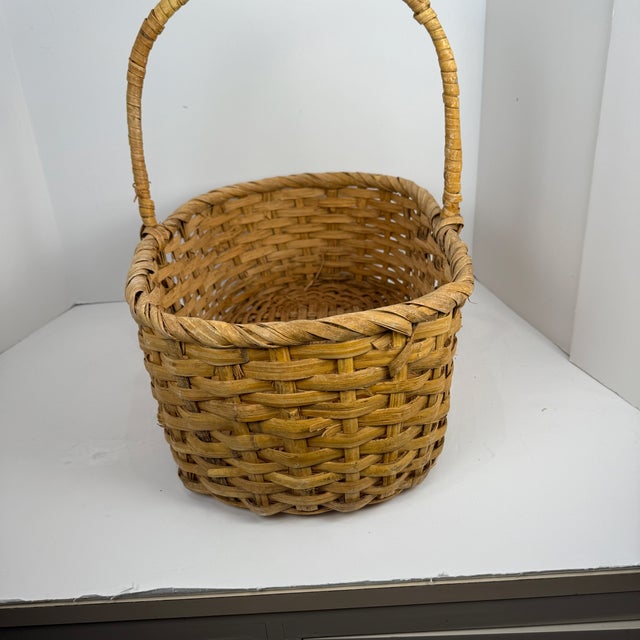 Vintage Oval Split Wood Gathering Basket For Sale - Image 10 of 17