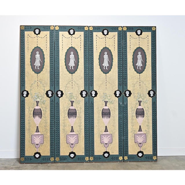 English Early 20th Century Bloomsbury Group Folding Screen For Sale - Image 4 of 15
