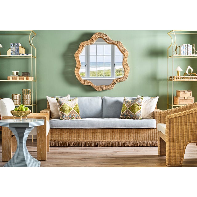 Contemporary Matthew Izzo Home - Octaviao Light Blue Rattan Reeded Octagonal Side Table For Sale - Image 3 of 7