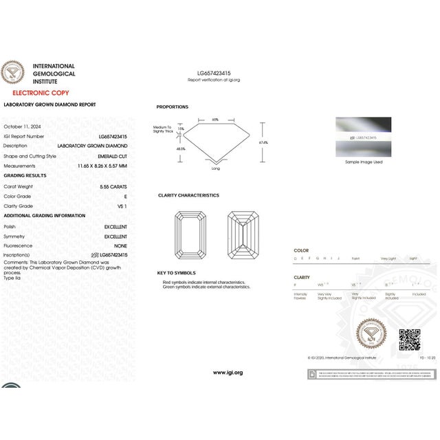 Igi Cert. 10.05 Carat Emerald Cut Lab Grown Diamond Platinum Split Open Ring, Size 6 For Sale - Image 9 of 9