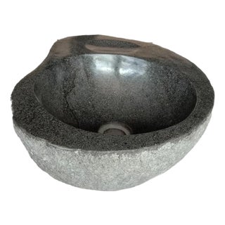 Natural River Stone Vessel Sink With Soap Holder For Sale