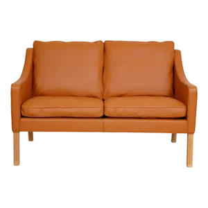Model 2208 2-Seater Sofa in Cognac Bison Leather by Børge Mogensen for Fredericia
