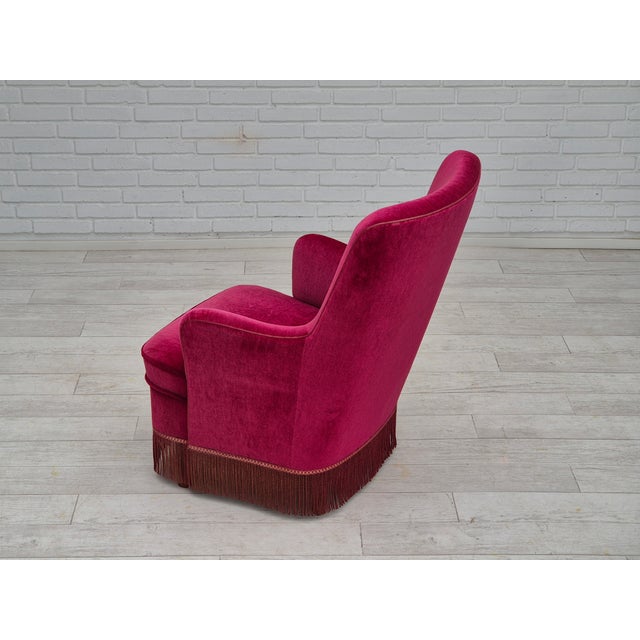 Vintage Danish Easy Chair in Velour, 1960s For Sale - Image 14 of 18