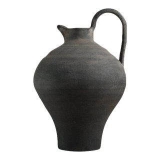 Oversize Rustic Earthenware Pitcher For Sale