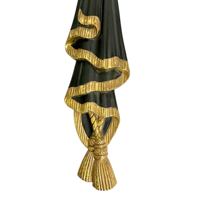 Pair Vintage Resin Dorothy Draper Style Trompe L’oeil Tassel and Drapery Wall Brackets For Sale - Image 9 of 12