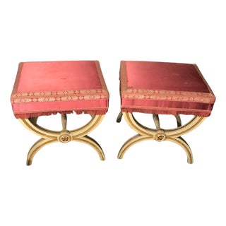 Louis XVI Style Gondola Stools, France, Early 20th Century, Set of 2 For Sale