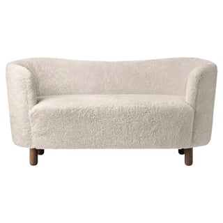 Moonlight Sheepskin and Smoked Oak Mingle Sofa by Lassen For Sale