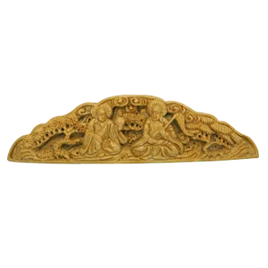 Carved Bamboo Birdcage Decor Platel With Two Meditate Buddha N390s